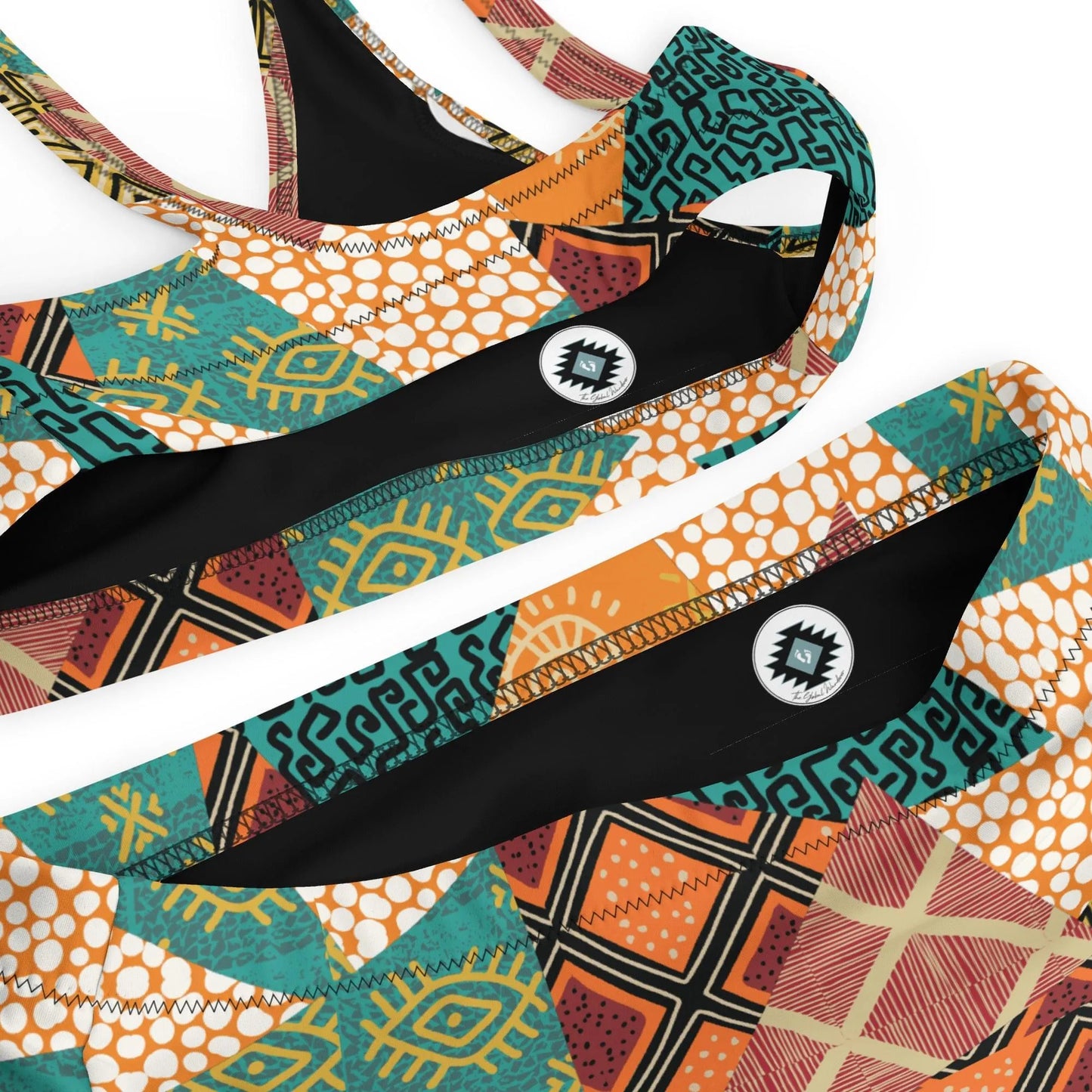 African Patchwork Recycled High-Waisted Bikini - The Global Wanderer