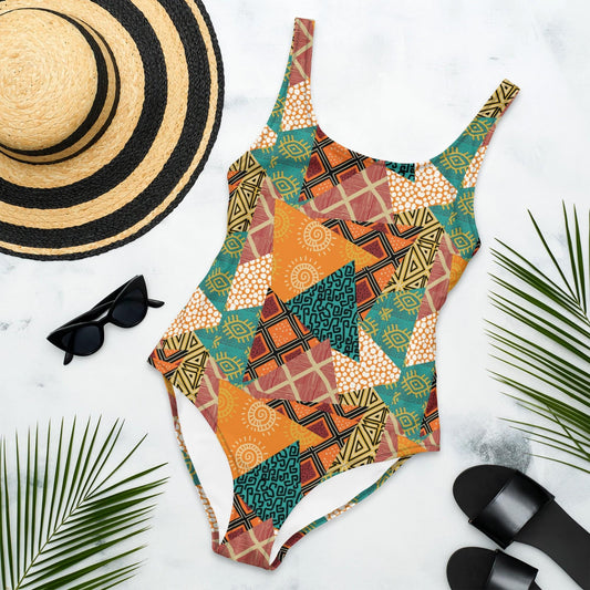 African Patchwork One-Piece Swimsuit - The Global Wanderer