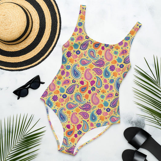 Indian Whimsical Paisley One-Piece Swimsuit - The Global Wanderer