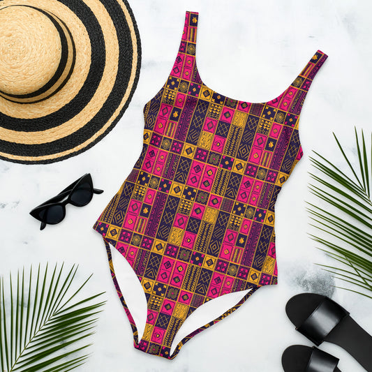 Ghanaian Kente Cloth One-Piece Swimsuit - The Global Wanderer