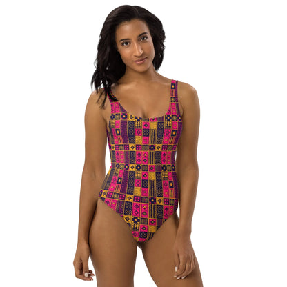 Ghanaian Kente Cloth One-Piece Swimsuit