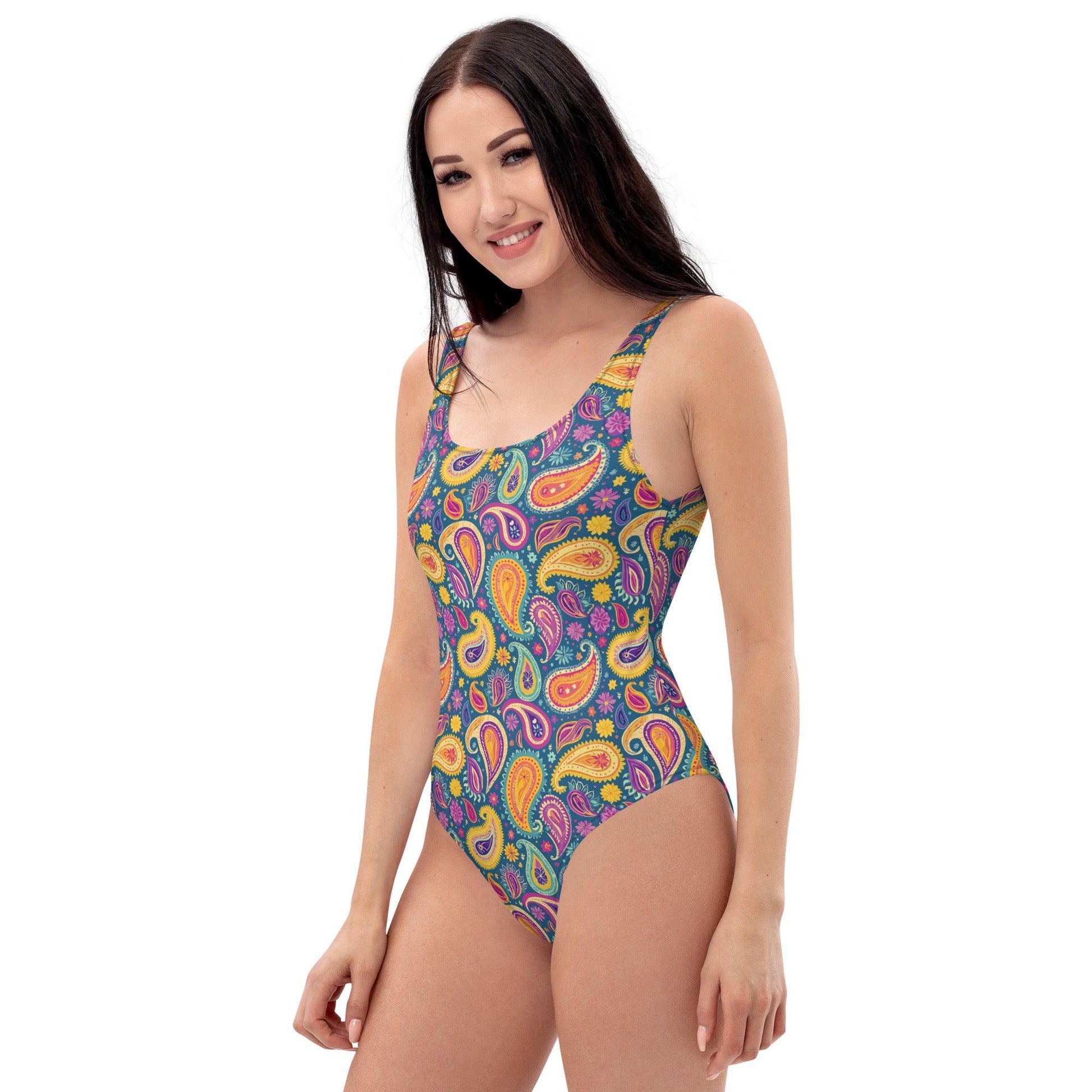 Indian Whimsical Paisley One-Piece Swimsuit - The Global Wanderer