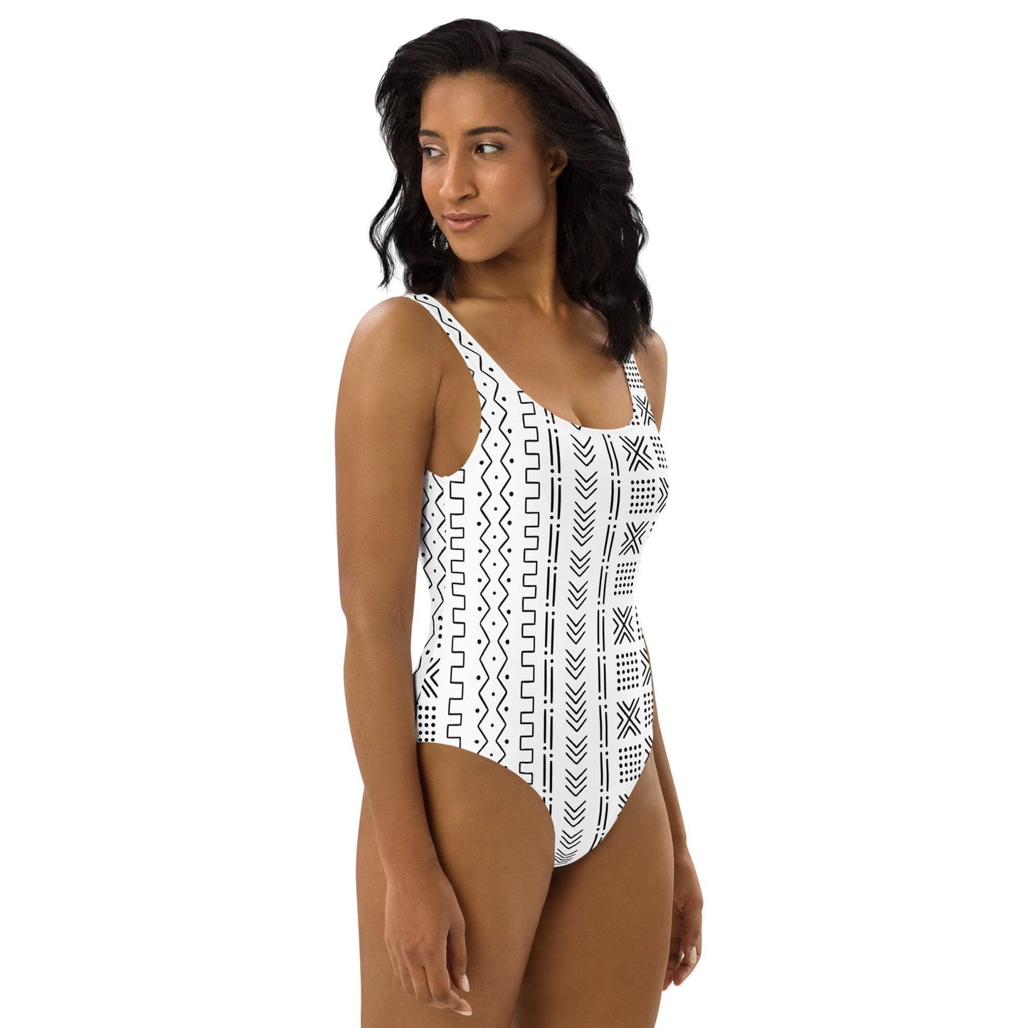 African Mud Cloth One-Piece Swimsuit - The Global Wanderer