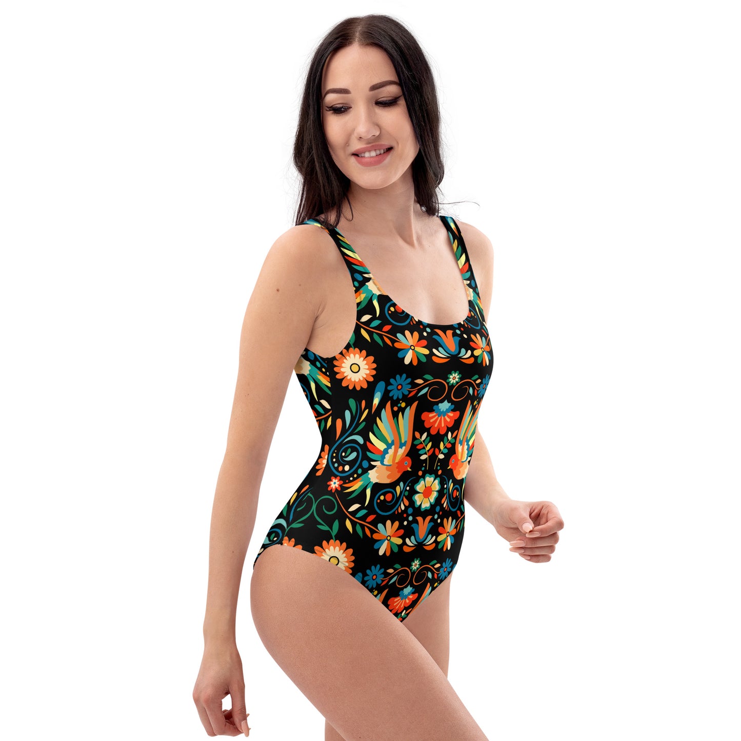 Mexican Otomi Print One-Piece Swimsuit