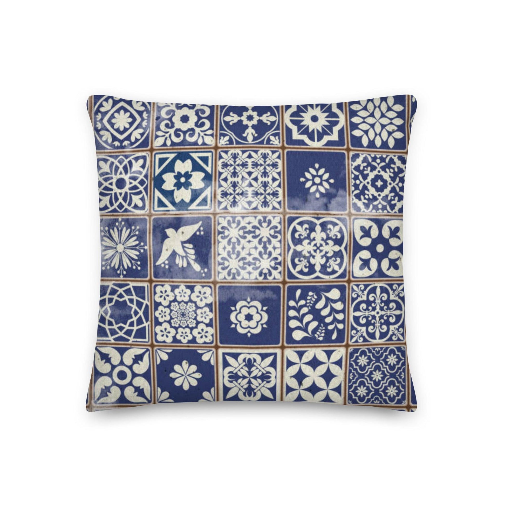 Portuguese Azulejo Tile Throw Pillow - The Global Wanderer
