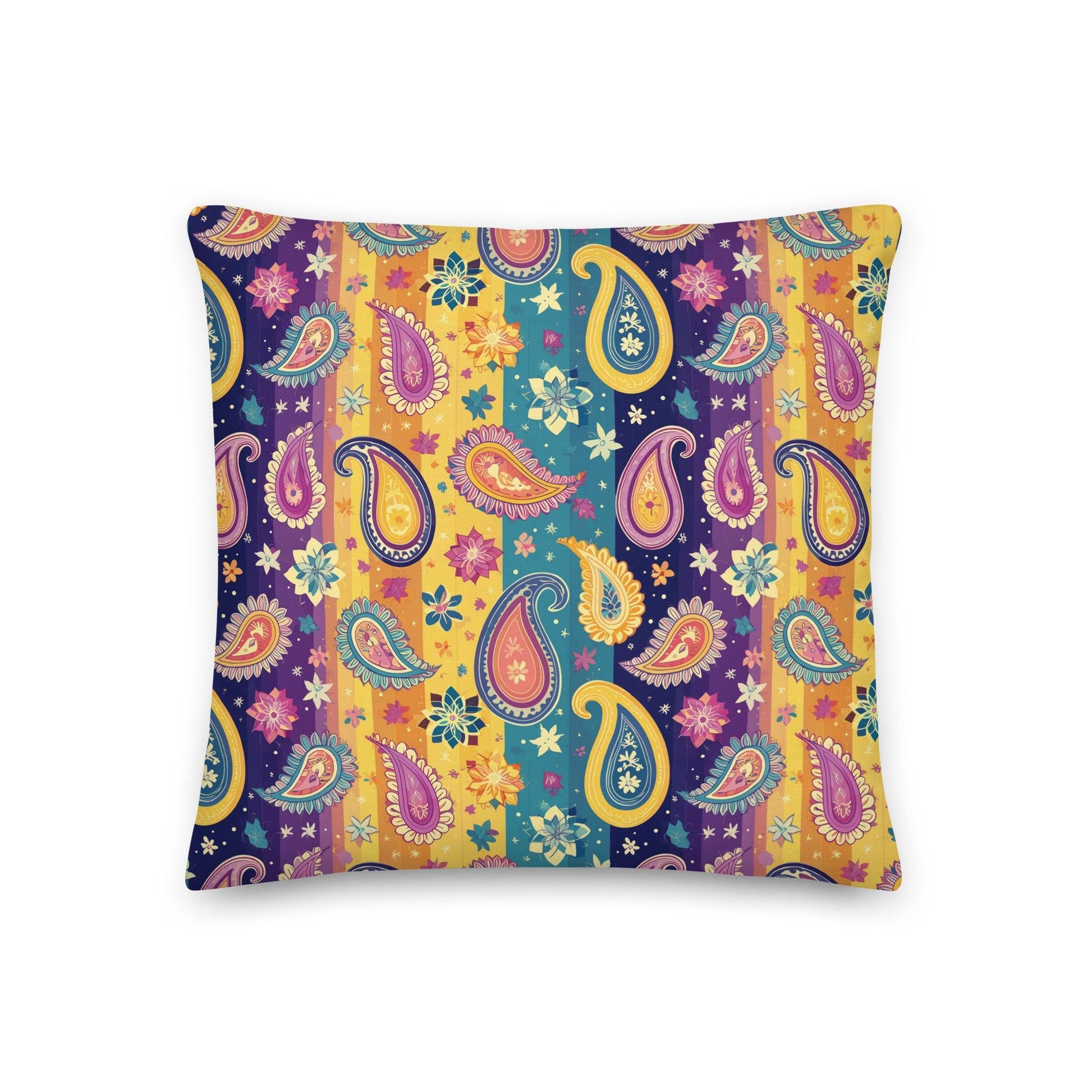 Indian Whimsical Paisley Throw Pillow - The Global Wanderer