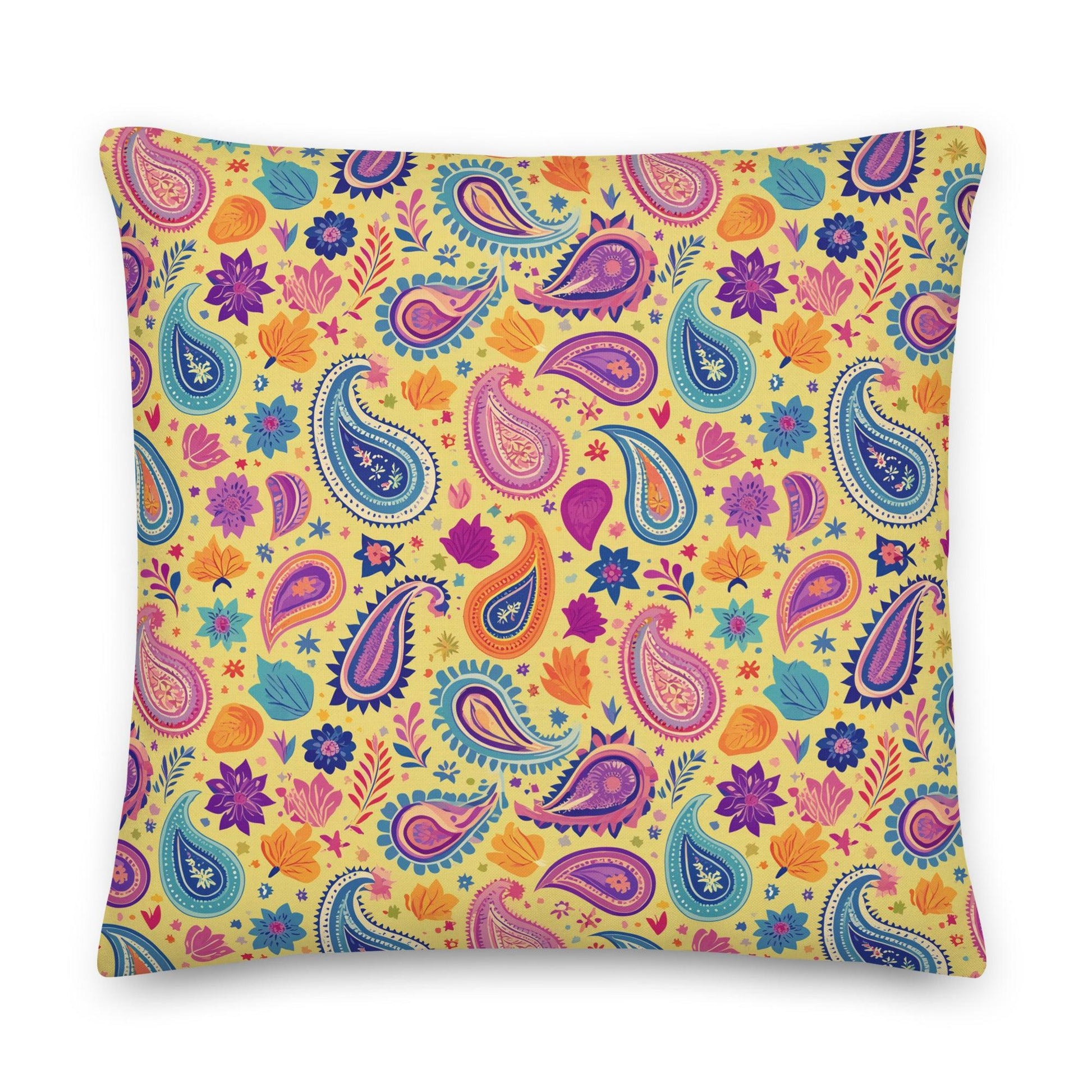 Indian Whimsical Paisley Throw Pillow - The Global Wanderer