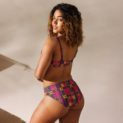 Ghanaian Kente Cloth Recycled High-Waisted Bikini