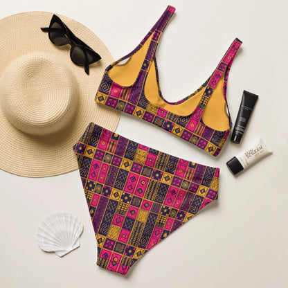 Ghanaian Kente Cloth Recycled High-Waisted Bikini