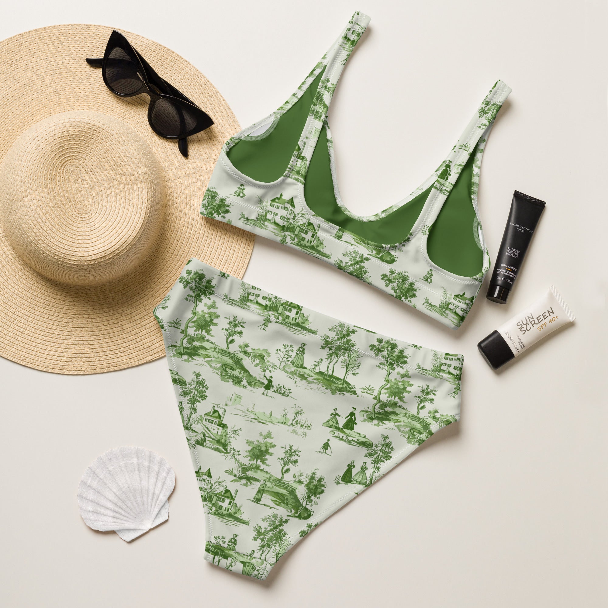 Toile d'Avignon Recycled High-Waisted Bikini - The Global Wanderer