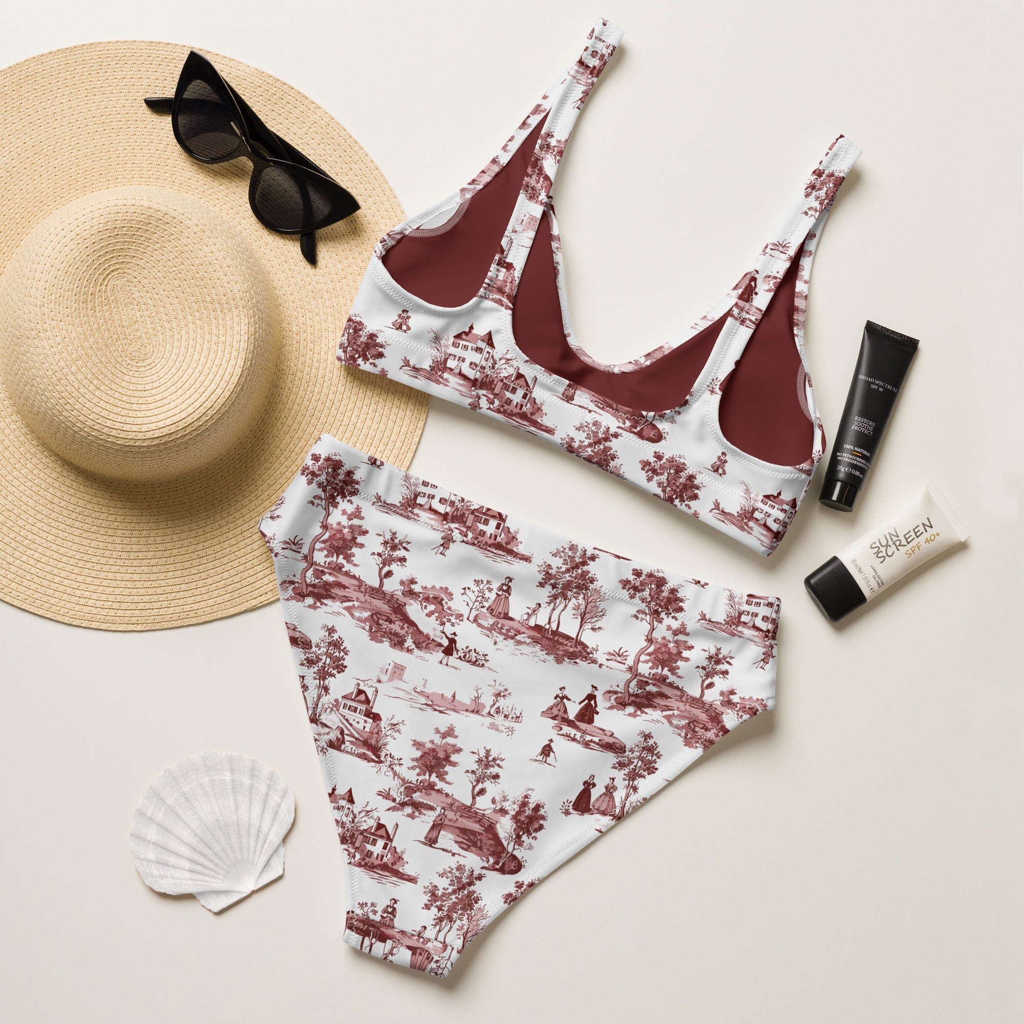 Toile de Rouen Recycled High-Waisted Bikini - The Global Wanderer