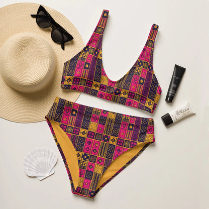 Ghanaian Kente Cloth Recycled High-Waisted Bikini