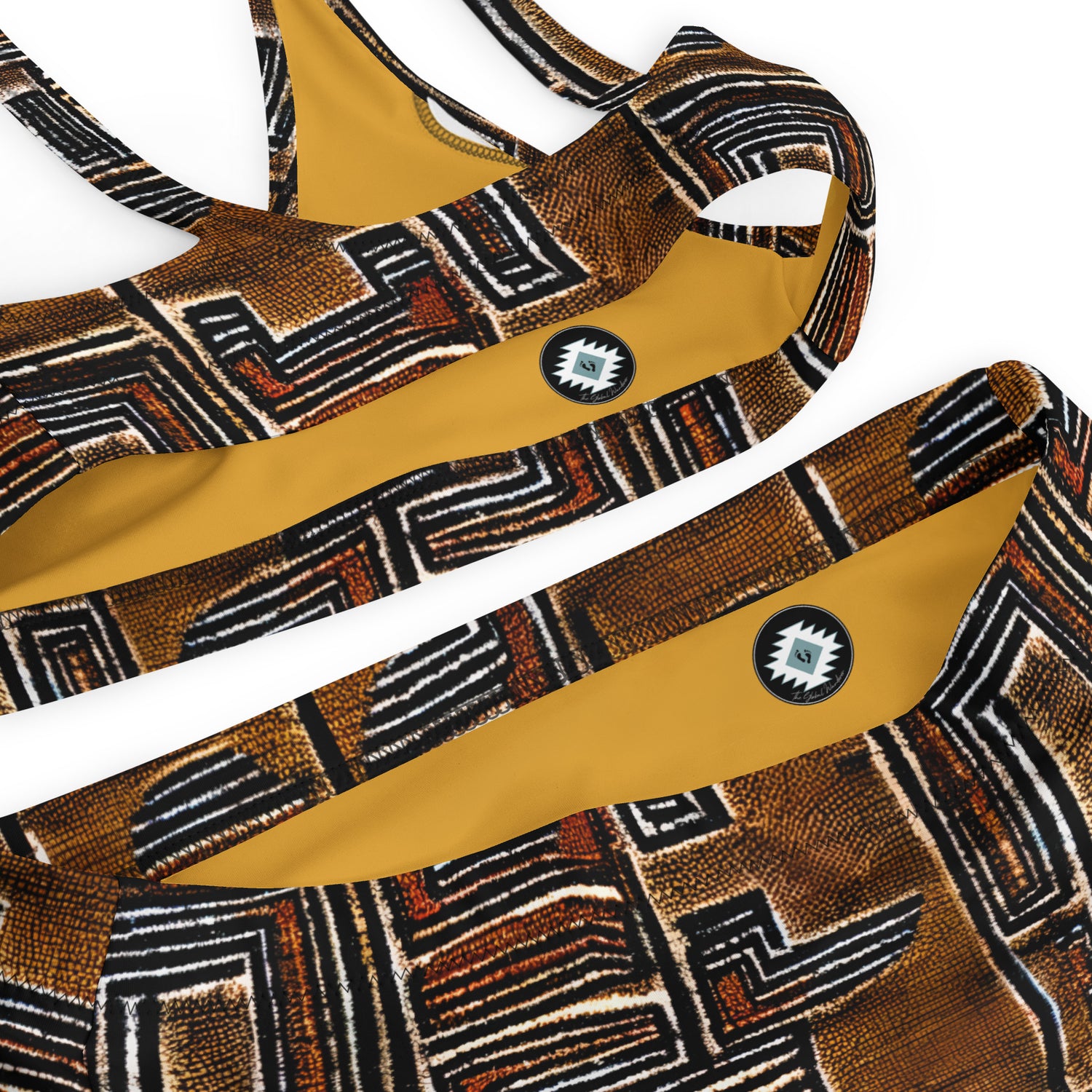 Malian Mud Cloth African Recycled High-Waisted Bikini