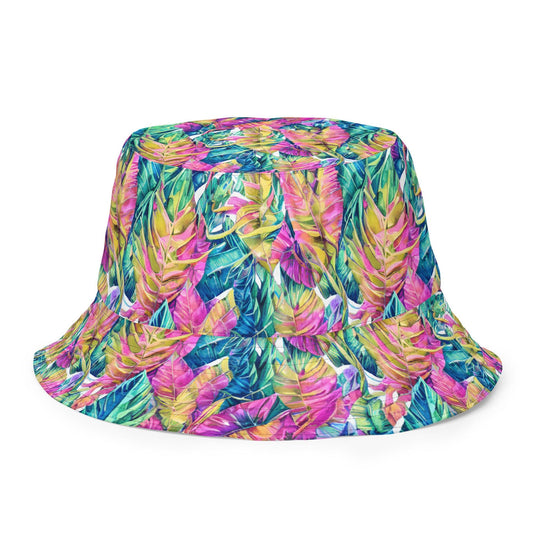 Hawaiian Tropical Leaves Reversible Bucket Hat - The Global Wanderer