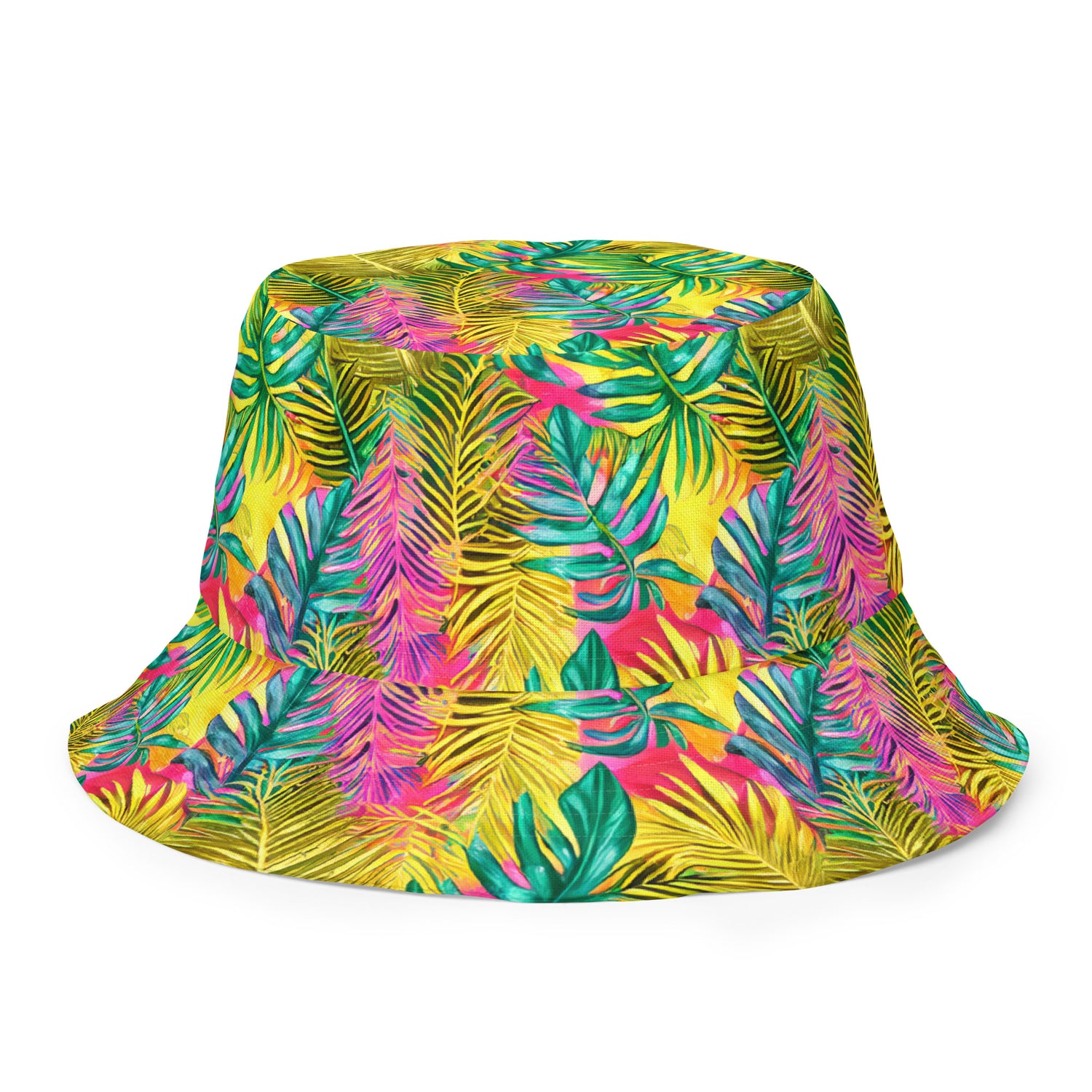Hawaiian Tropical Leaves Reversible Bucket Hat