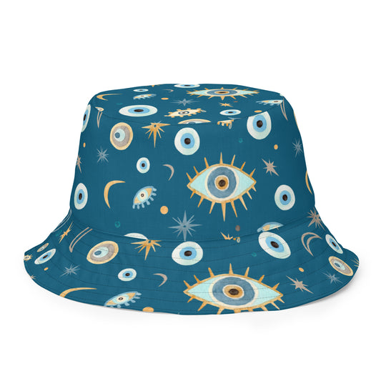 Greek Evil Eye Reversible Bucket Hat - The Global Wanderer