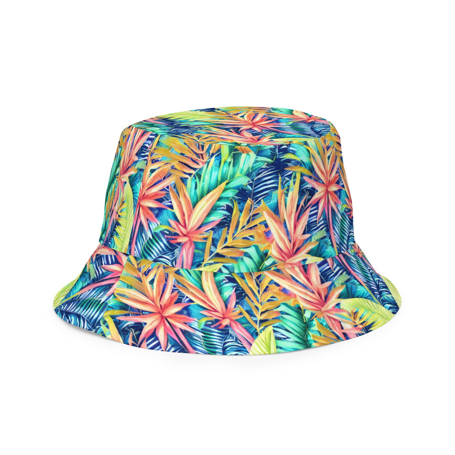 Hawaiian Tropical Leaves Reversible Bucket Hat - The Global Wanderer