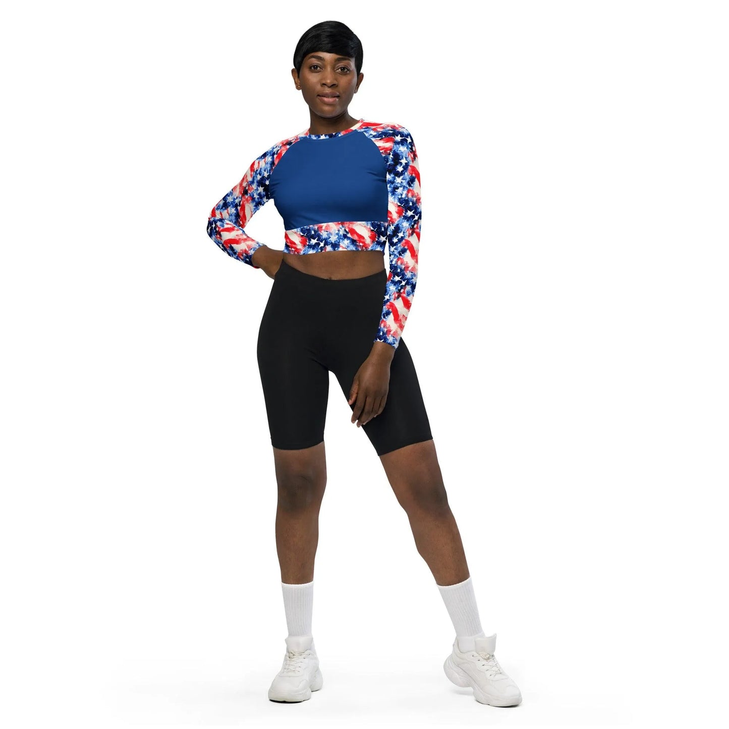 American Flag Recycled Long-Sleeve Crop Top - The Global Wanderer