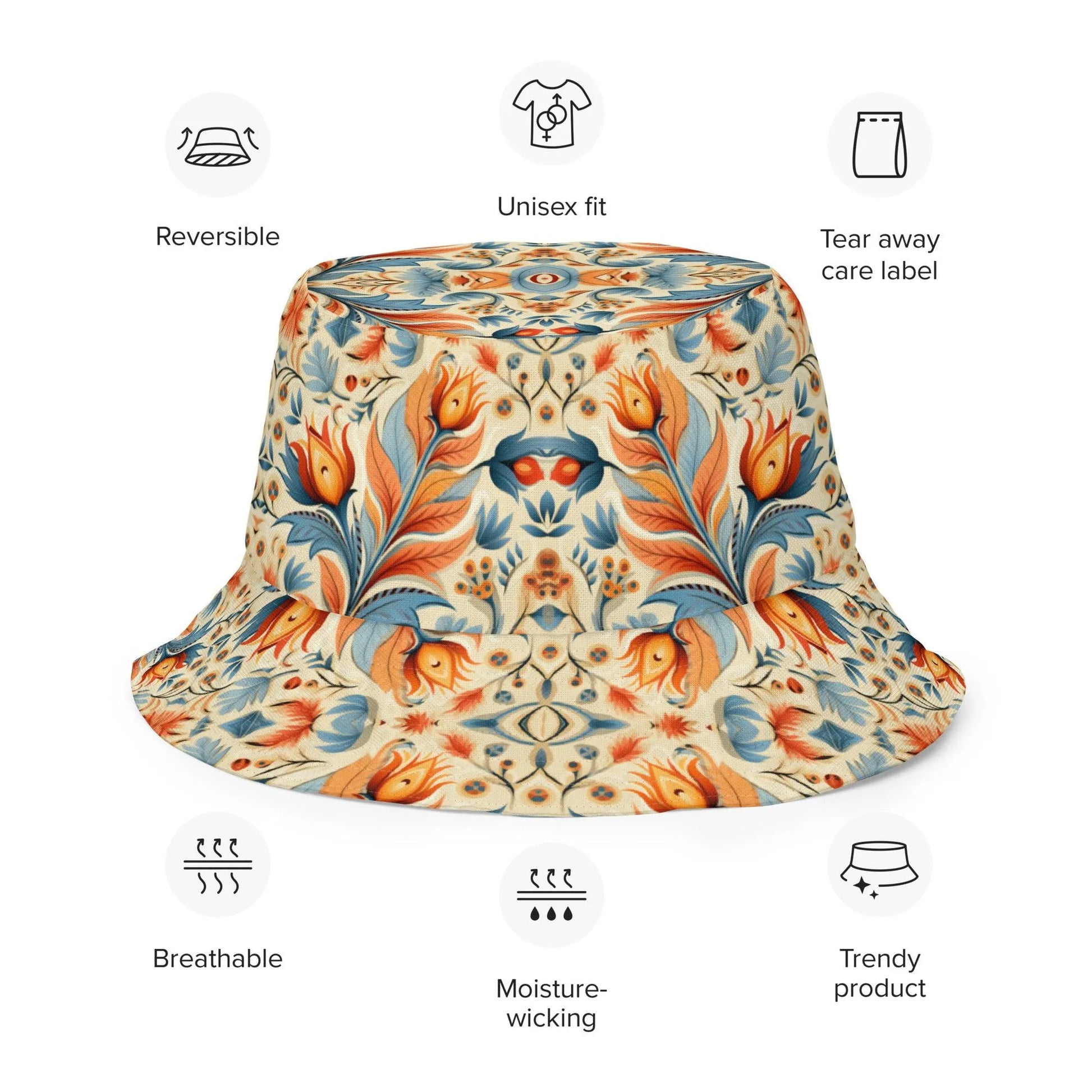 Bavarian Fall Folk Art Reversible Bucket Hat - The Global Wanderer