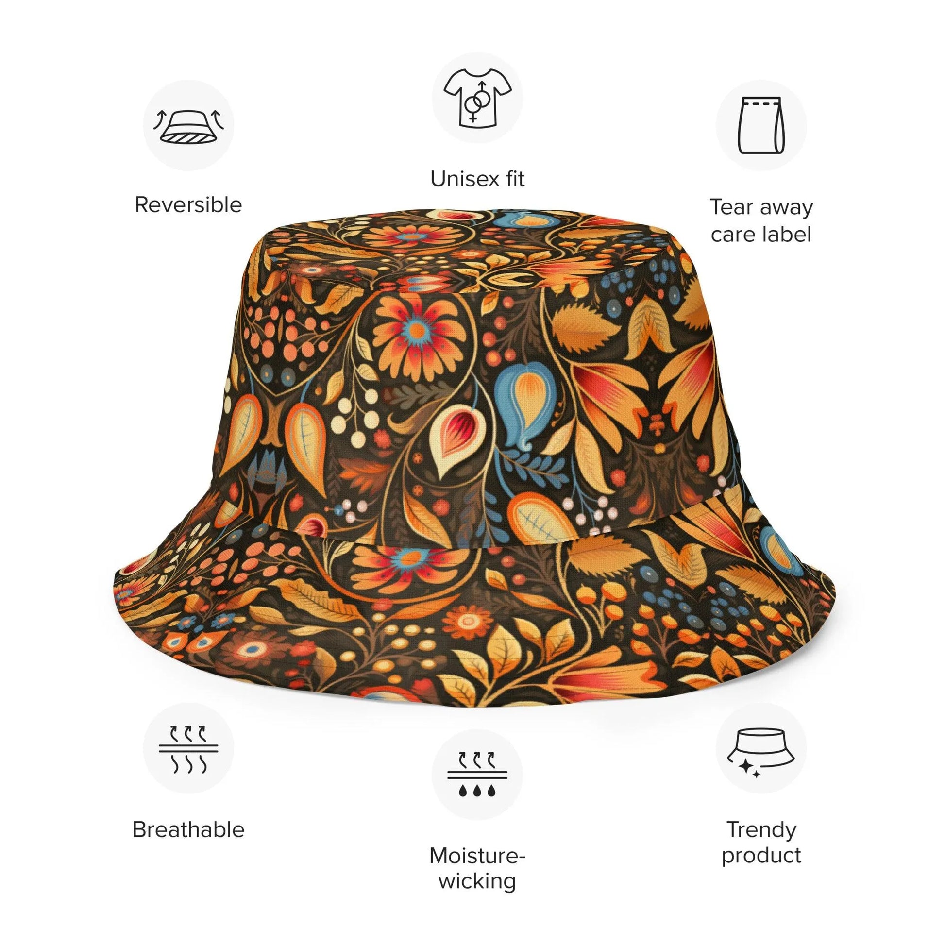 Bavarian Fall Folk Art Reversible Bucket Hat - The Global Wanderer