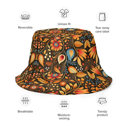 Bavarian Fall Folk Art Reversible Bucket Hat - The Global Wanderer