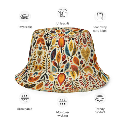 Bavarian Fall Folk Art Reversible Bucket Hat - The Global Wanderer