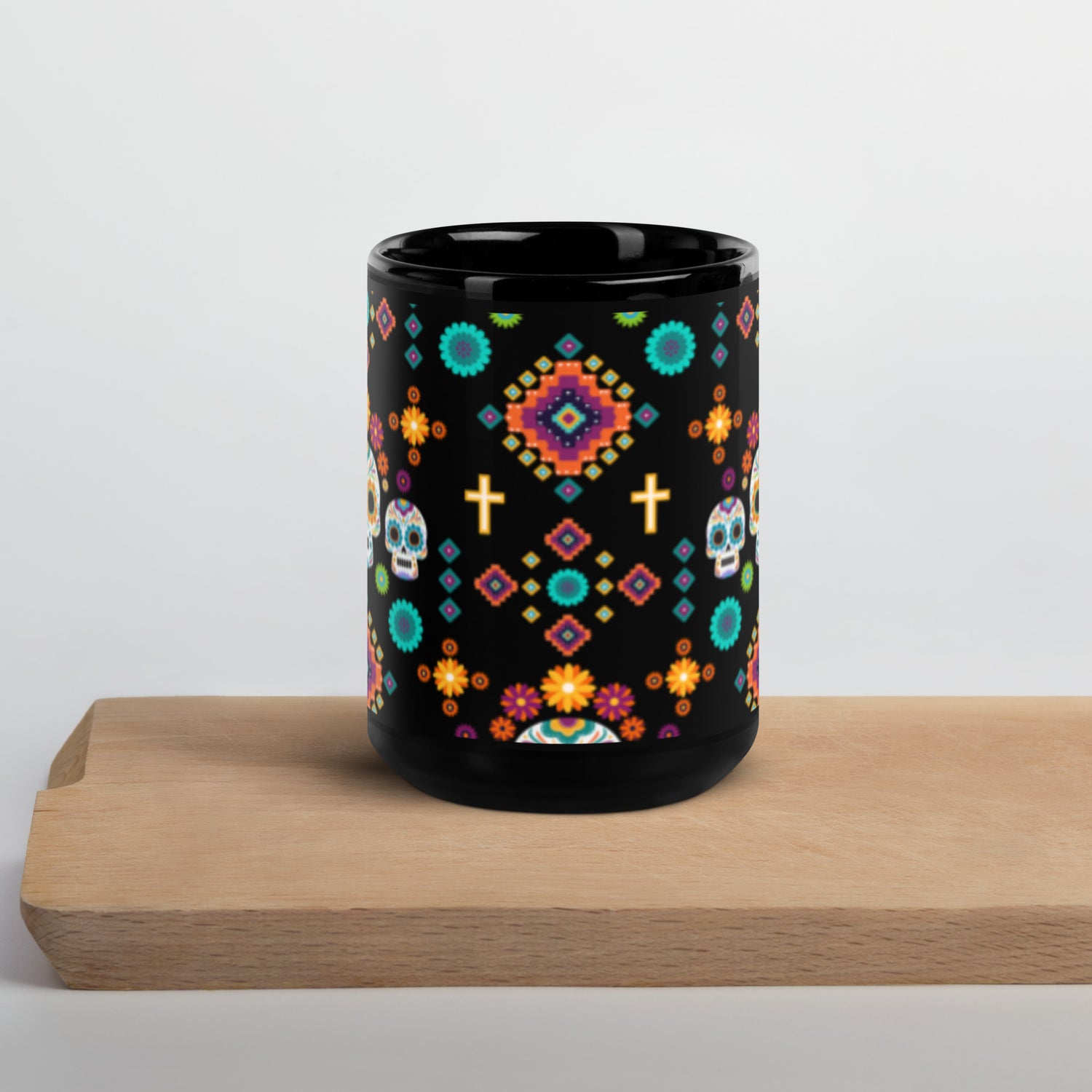 Mexican Day of the Dead Black Mug