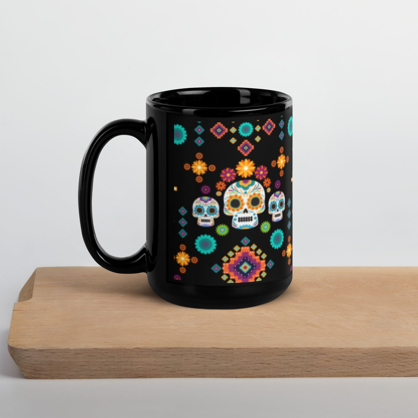 Mexican Day of the Dead Black Mug - The Global Wanderer