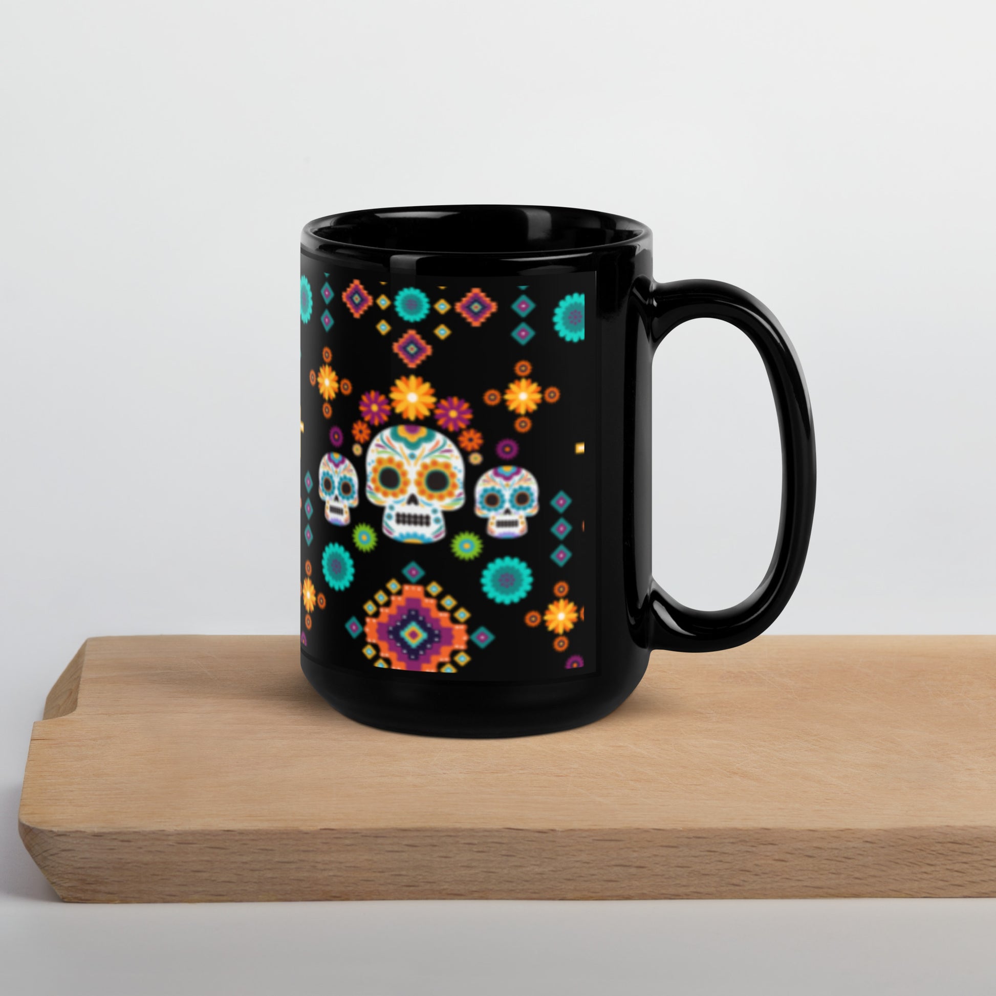 Mexican Day of the Dead Black Mug