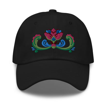 Norwegian Rosemaling Embroidered Dad Hat - The Global Wanderer