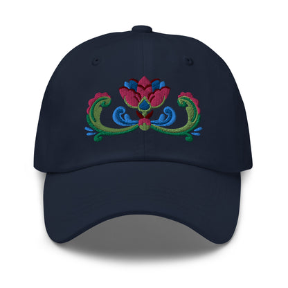 Norwegian Rosemaling Embroidered Dad Hat - The Global Wanderer