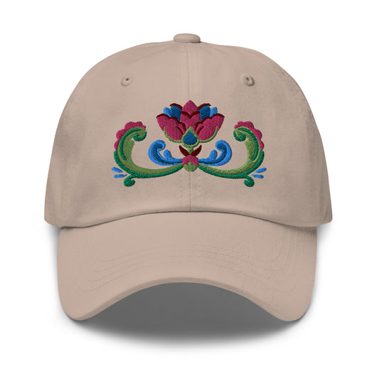 Norwegian Rosemaling Embroidered Dad Hat - The Global Wanderer