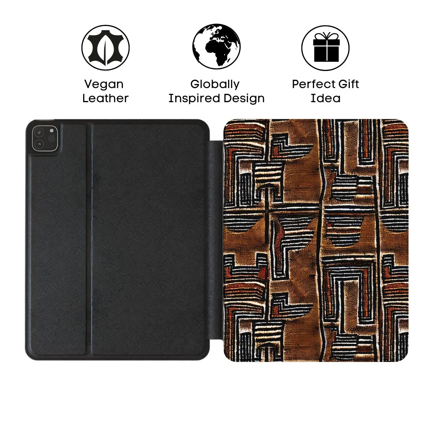 Cocoa Lines Mud Cloth iPad Case - The Global Wanderer