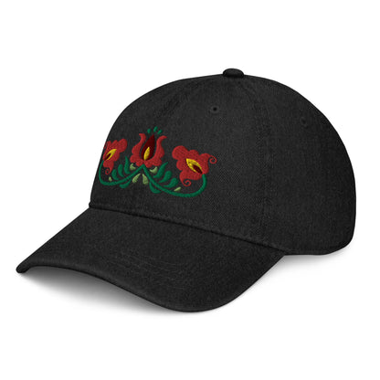 Hungarian Matyó Embroidered Denim Dad Hat