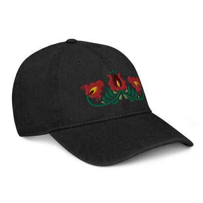 Hungarian Matyó Embroidered Denim Dad Hat