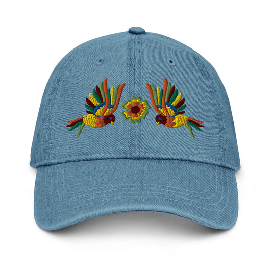 Mexican Otomi Embroidered Denim Dad Hat