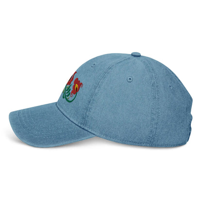 Hungarian Matyó Embroidered Denim Dad Hat