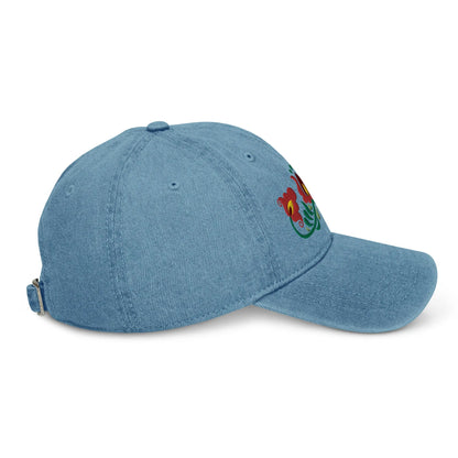 Hungarian Matyó Embroidered Denim Dad Hat