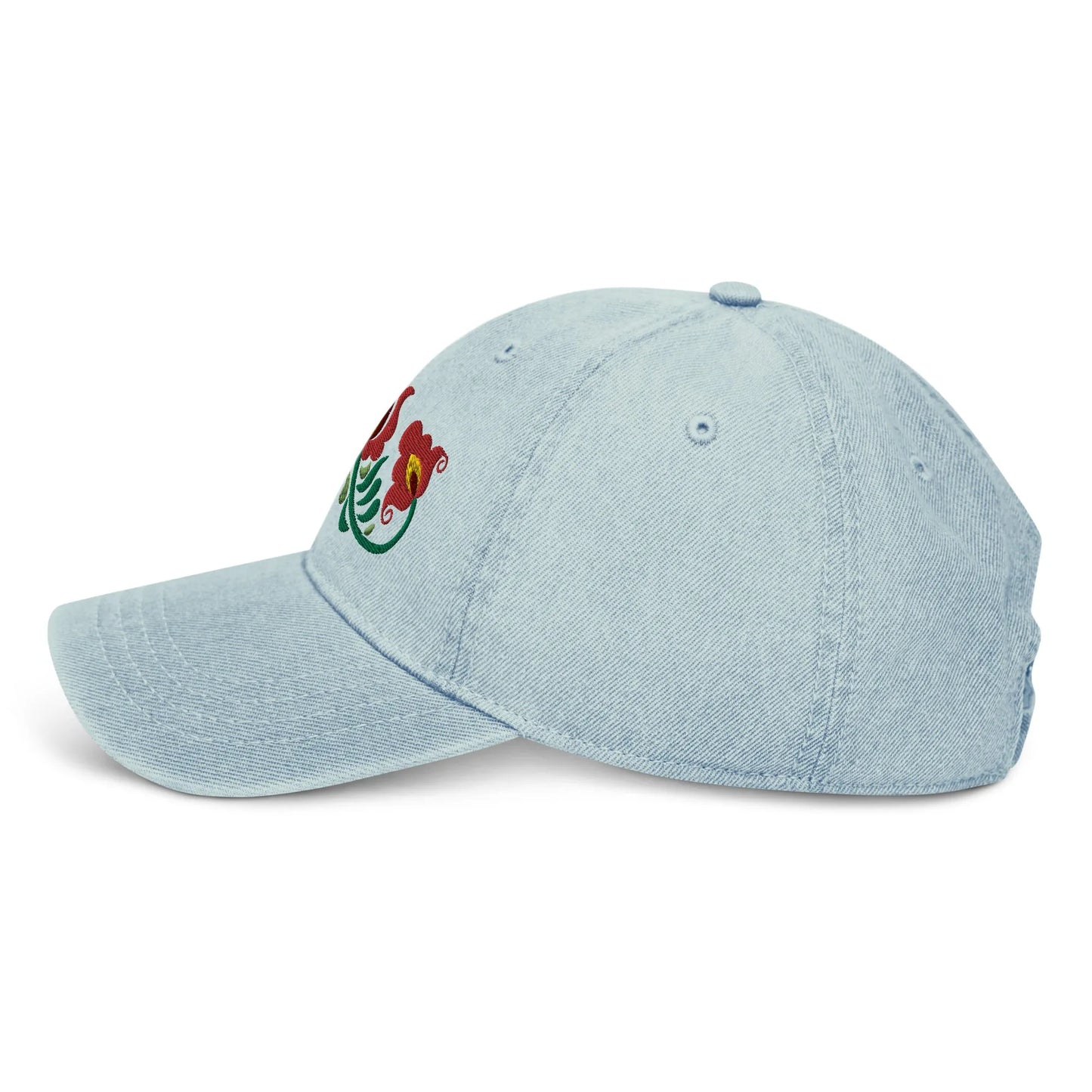 Hungarian Matyó Embroidered Denim Dad Hat