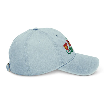 Hungarian Matyó Embroidered Denim Dad Hat