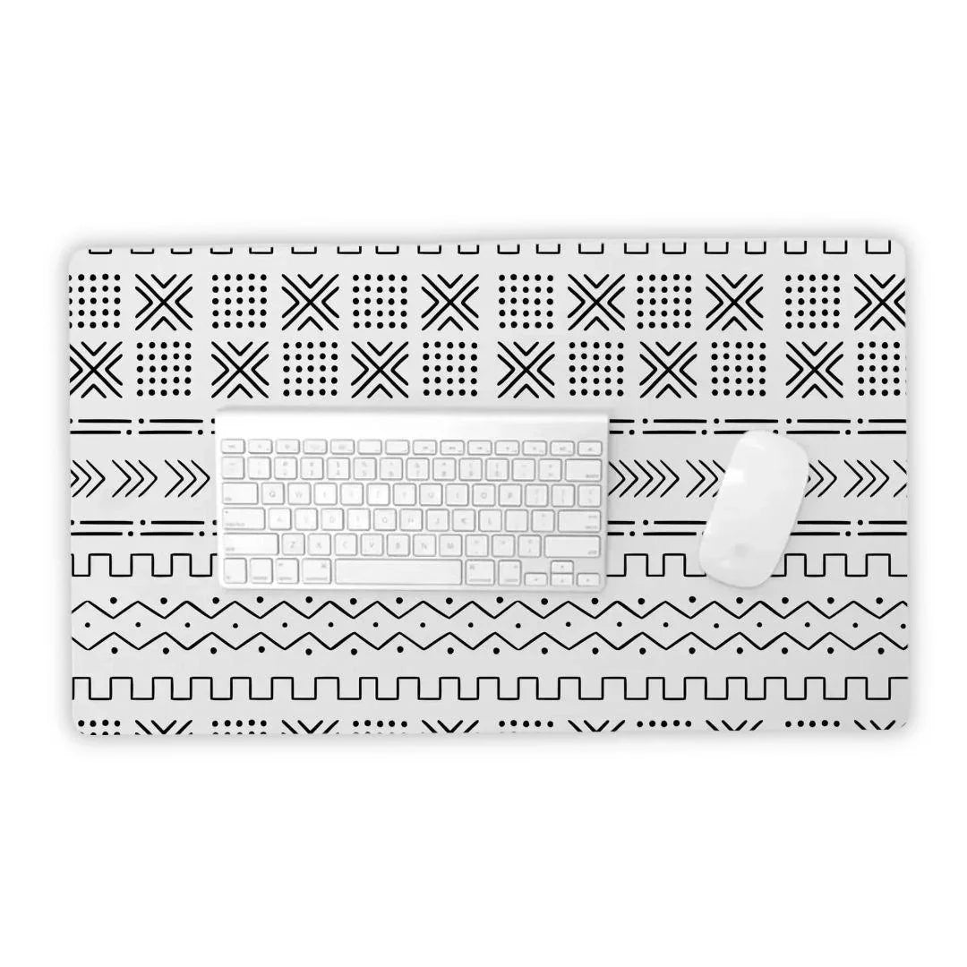Djenné Ivory Mud Cloth Desk Mat - The Global Wanderer