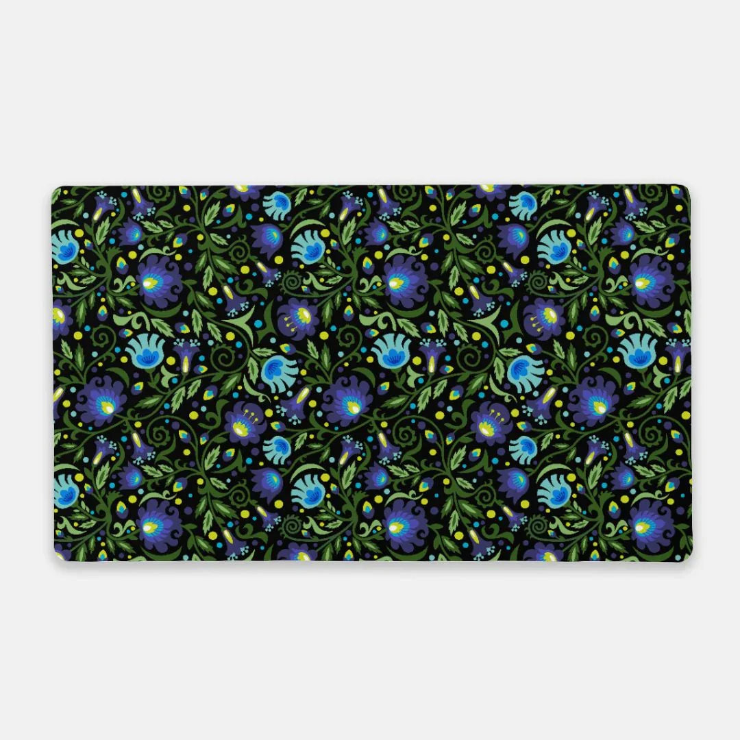 Gdańsk Blues Wycinanki Desk Mat over black - The Global Wanderer