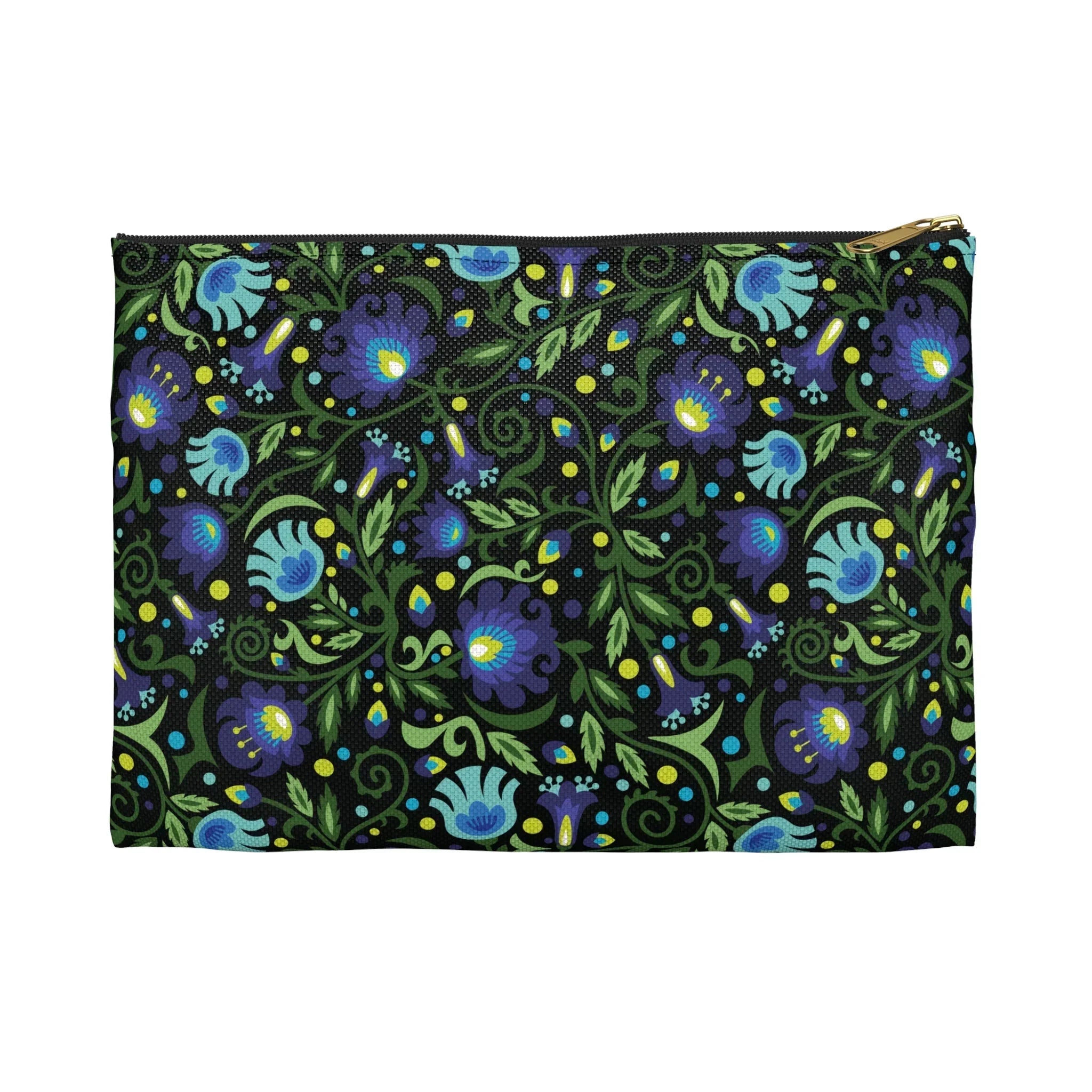 Gdańsk Blues Wycinanki Flat Pouch over black - The Global Wanderer