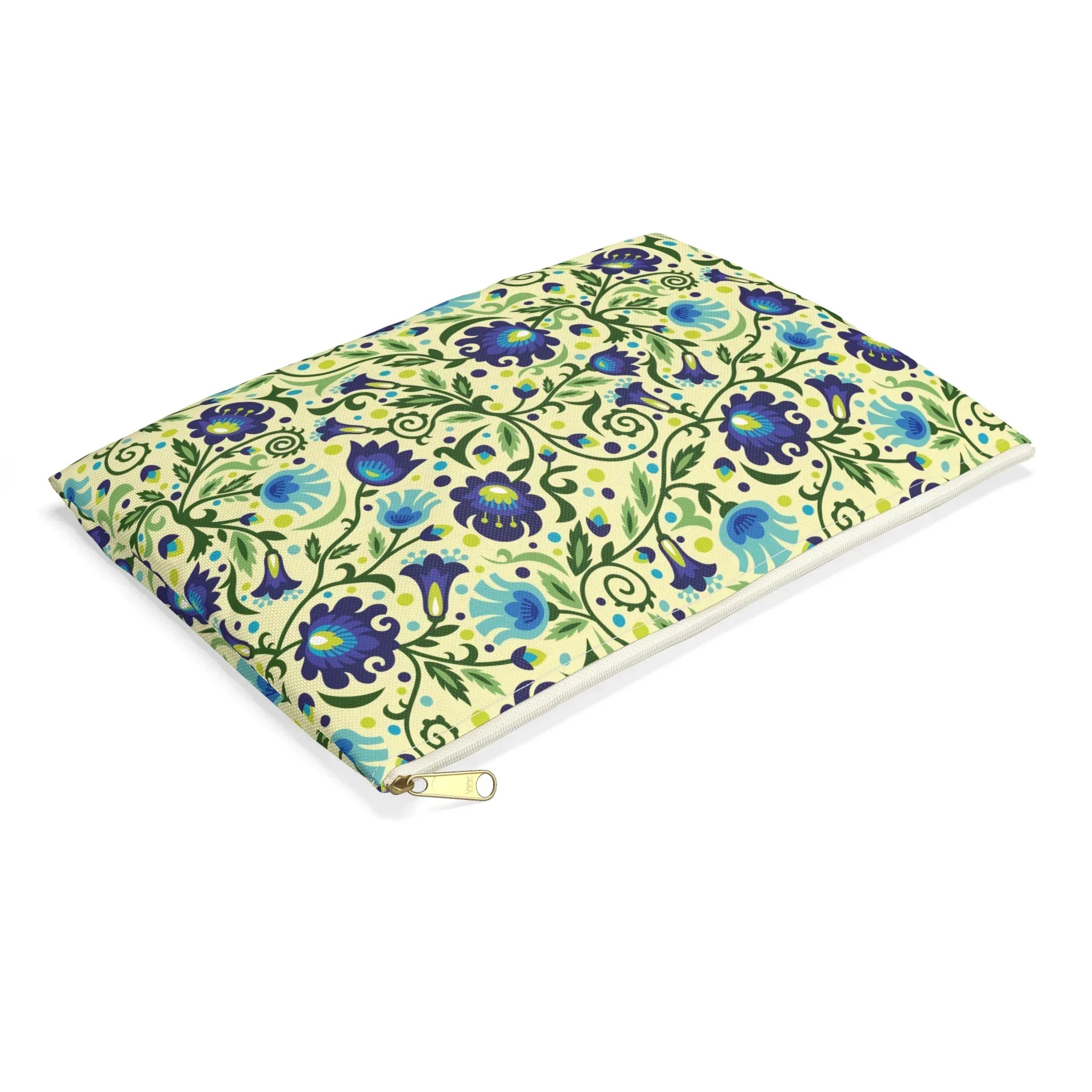 Gdańsk Blues Wycinanki Flat Pouch over yellow - The Global Wanderer