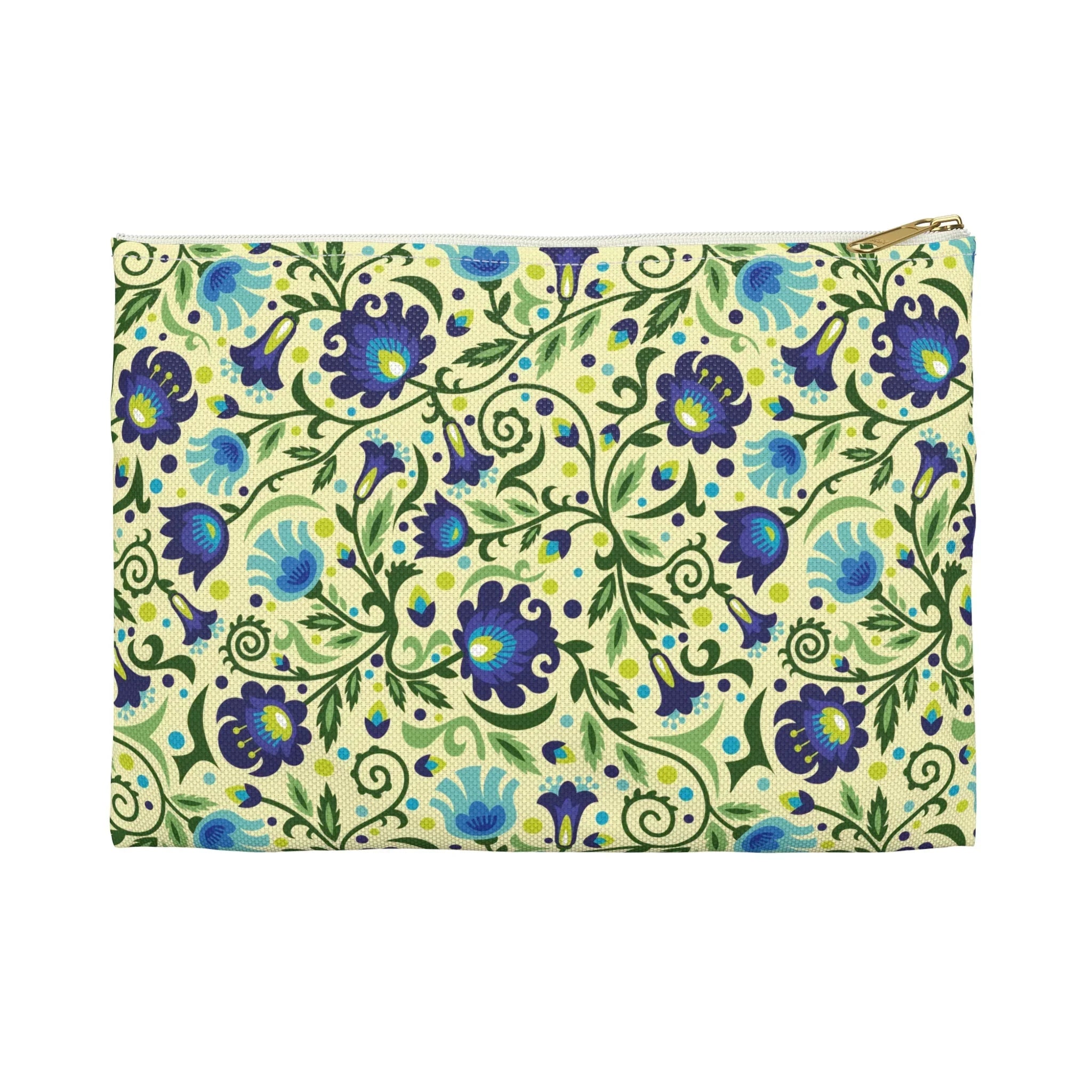 Gdańsk Blues Wycinanki Flat Pouch over yellow - The Global Wanderer