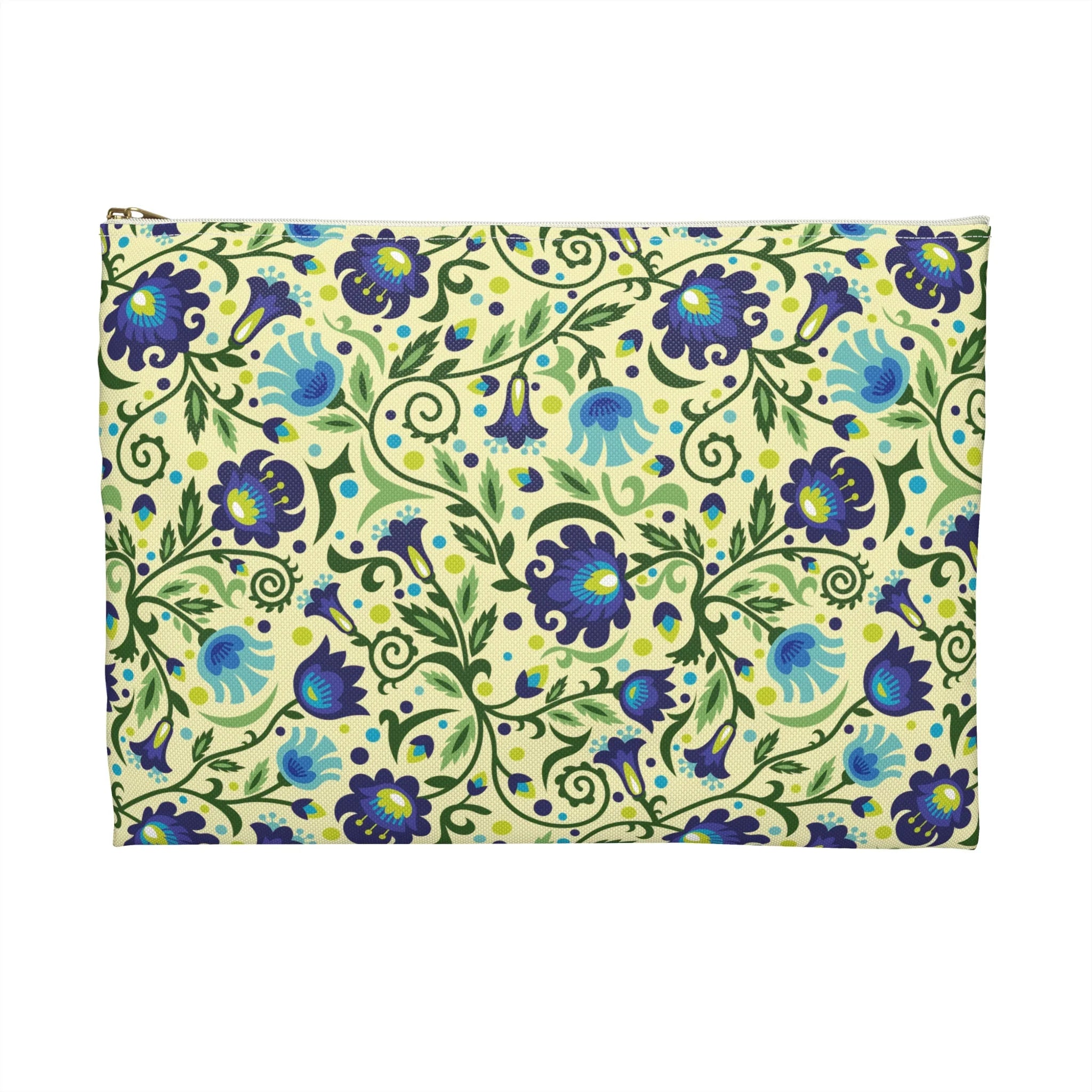 Gdańsk Blues Wycinanki Flat Pouch over yellow - The Global Wanderer