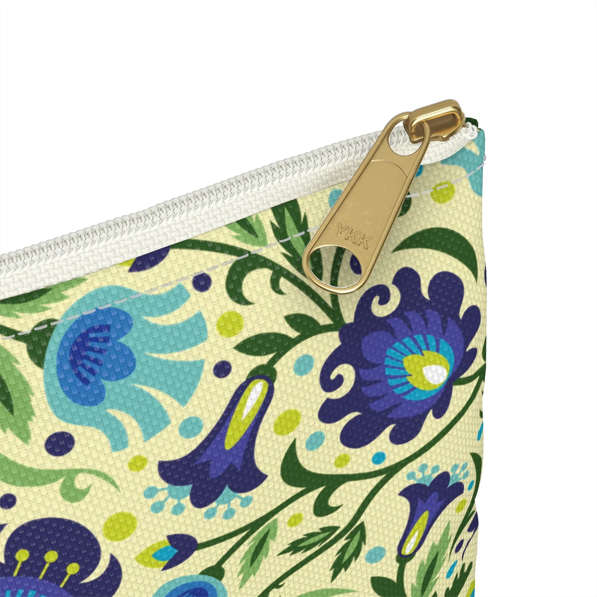 Gdańsk Blues Wycinanki Flat Pouch over yellow - The Global Wanderer