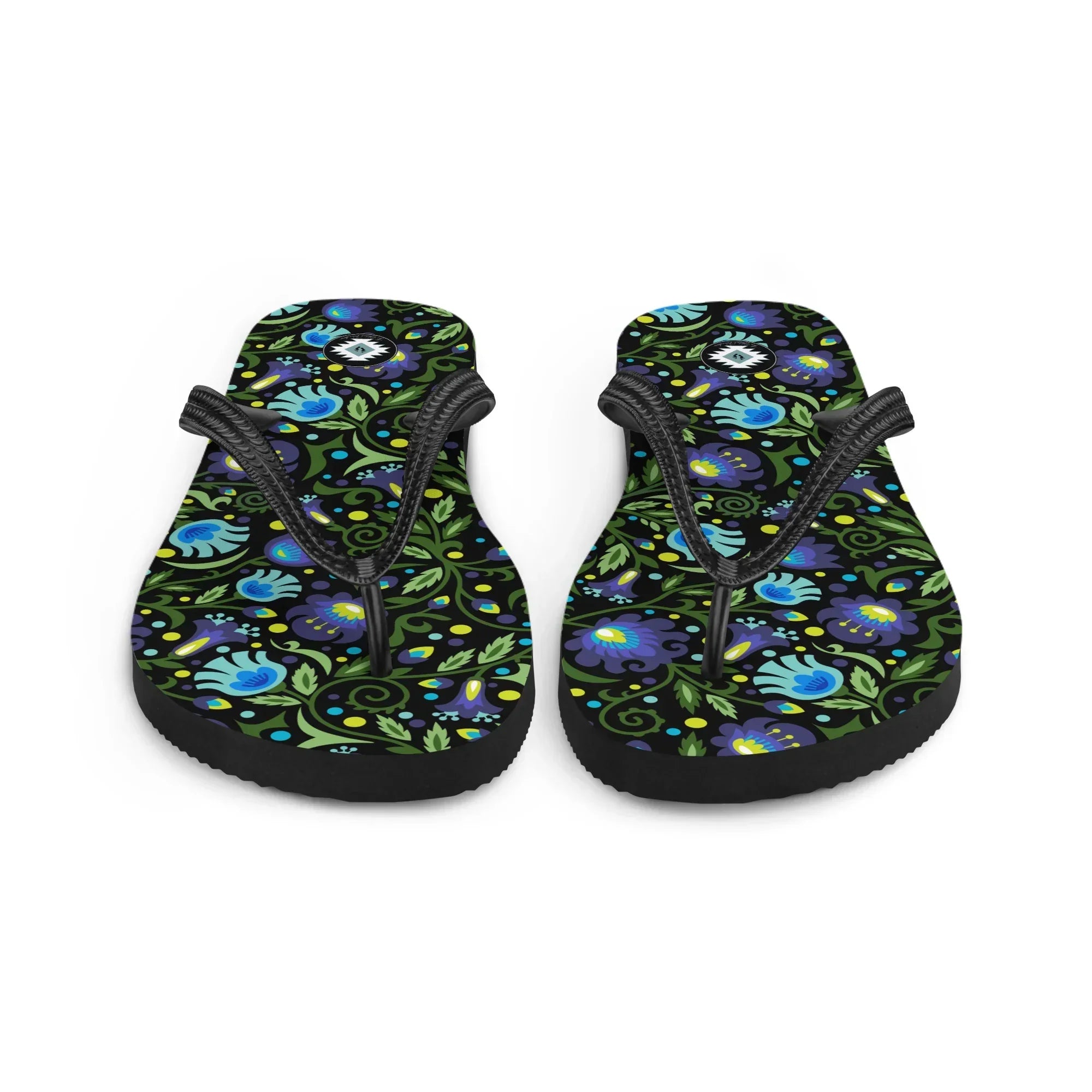 Gdańsk Blues Wycinanki Flip Flops over black - The Global Wanderer