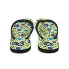 Gdańsk Blues Wycinanki Flip Flops over yellow - The Global Wanderer