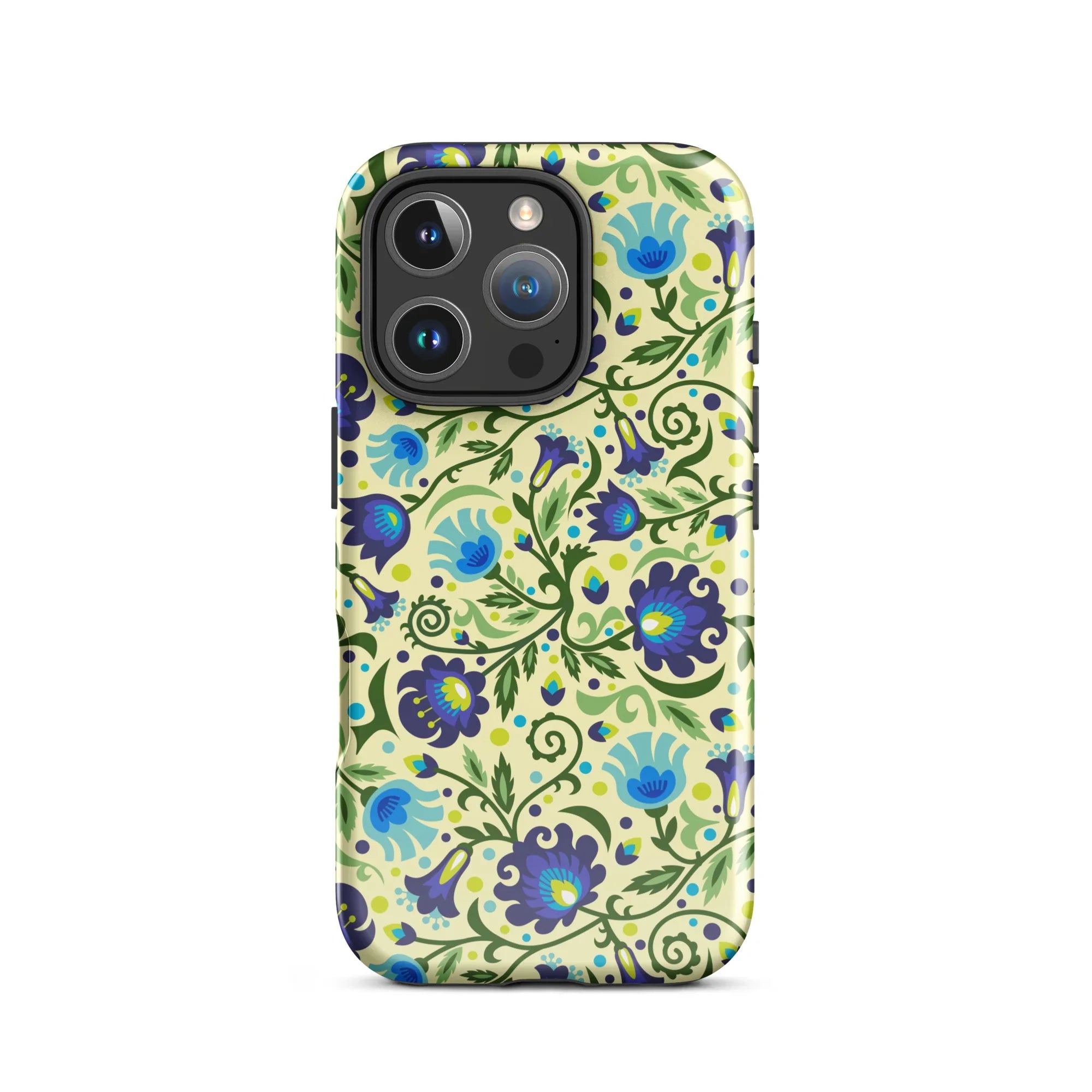 Gdańsk Blues Wycinanki iPhone Case over yellow - The Global Wanderer